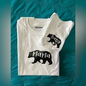 Mama Bear tee and Baby Bear onesie set for newborn photos